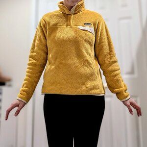 Patagonia Women's Fuzzy Snap Pullover Fleece Sweatshirt, Size L, Mustard Yellow